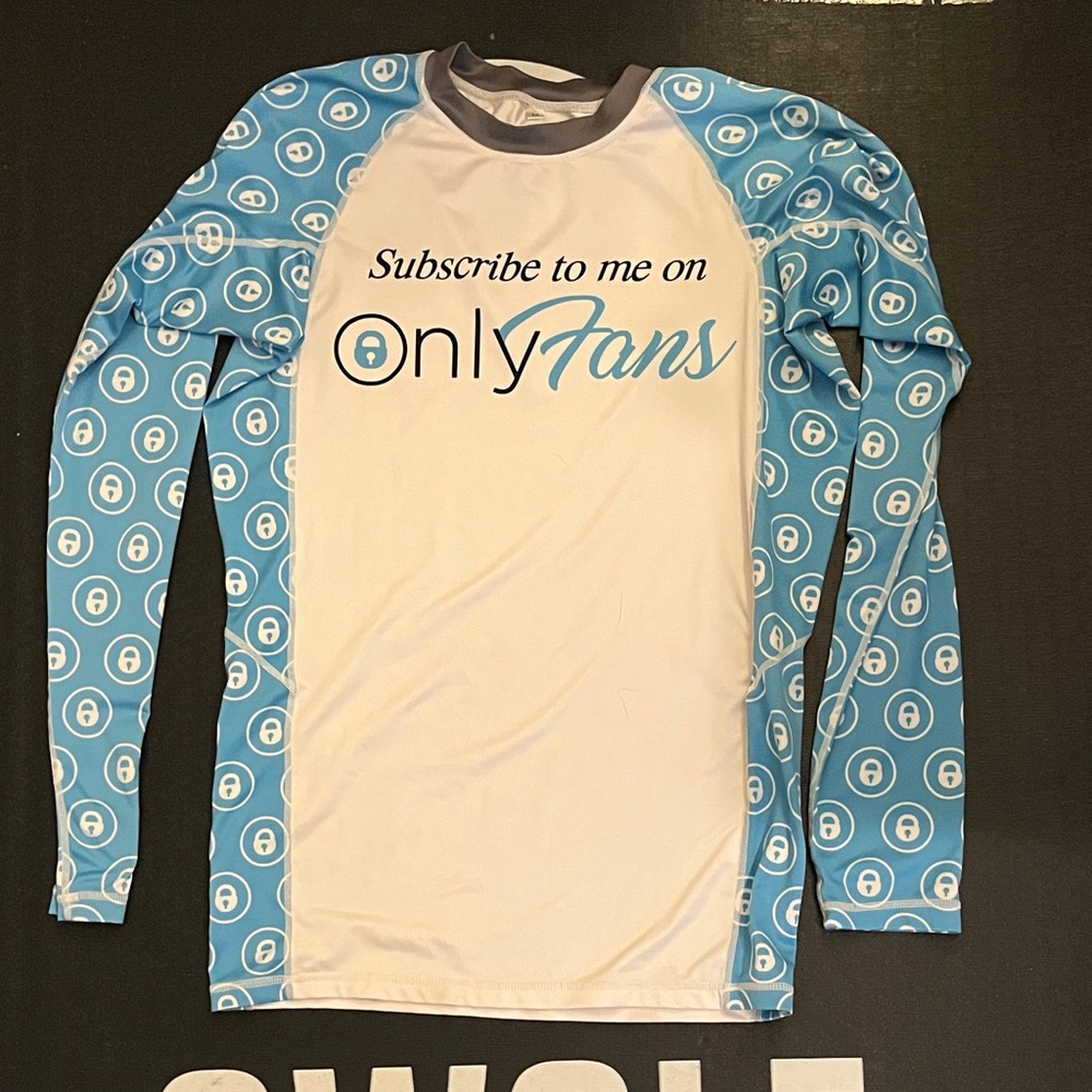 Blue and White Men's Jiu-Jitsu Rash Guard. Open Mat Special